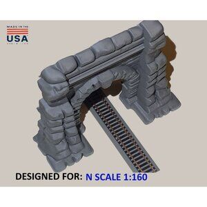 N Scale Stone Single Train Tunnel Portal - N  Model Railroad Scenery